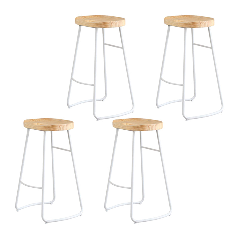 Contemporary Backless Counter Stool Pine Wood Armless Barstool with White Sled Base 4 Piece Set Clearhalo 'Bar Furniture' 'Bar Stools' 'bar_stools' 'furn' 'furn_bar_stools' 'Furniture' 'Kitchen & Dining Furniture' 5832545