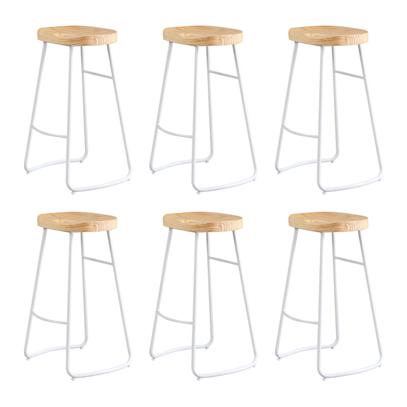 Contemporary Backless Counter Stool Pine Wood Armless Barstool with White Sled Base 6 Piece Set Clearhalo 'Bar Furniture' 'Bar Stools' 'bar_stools' 'furn' 'furn_bar_stools' 'Furniture' 'Kitchen & Dining Furniture' 5832547