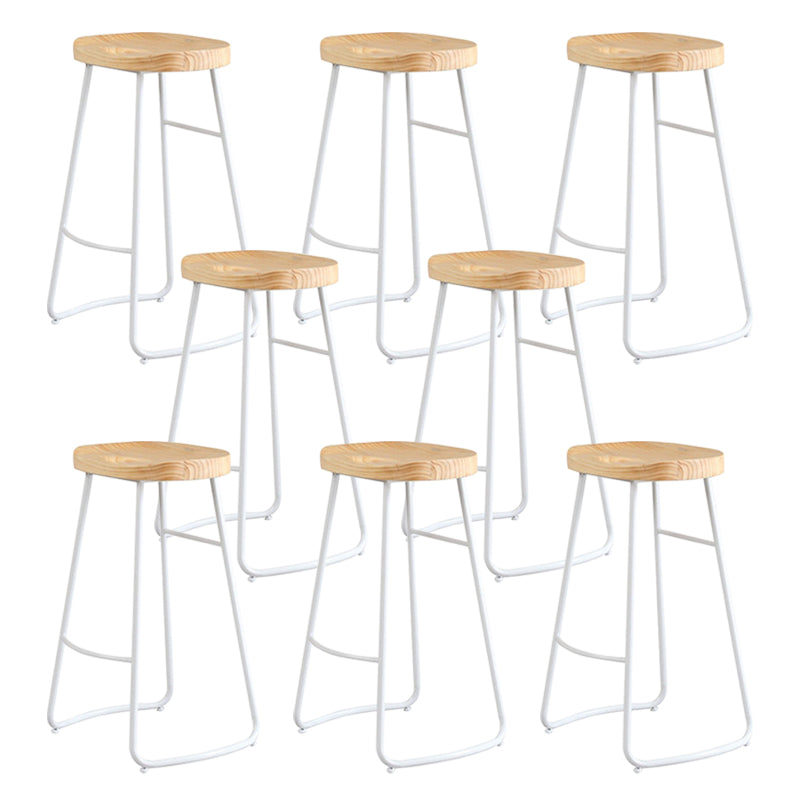 Contemporary Backless Counter Stool Pine Wood Armless Barstool with White Sled Base 8 Piece Set Clearhalo 'Bar Furniture' 'Bar Stools' 'bar_stools' 'furn' 'furn_bar_stools' 'Furniture' 'Kitchen & Dining Furniture' 5832549