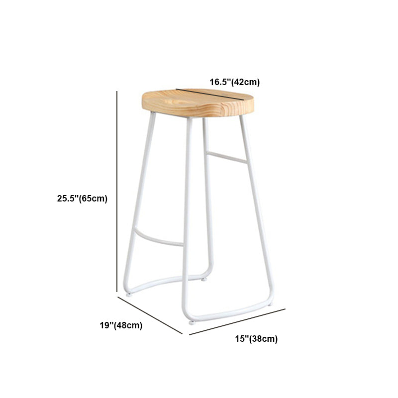 Contemporary Backless Counter Stool Pine Wood Armless Barstool with White Sled Base Clearhalo 'Bar Furniture' 'Bar Stools' 'bar_stools' 'furn' 'furn_bar_stools' 'Furniture' 'Kitchen & Dining Furniture' 5832555