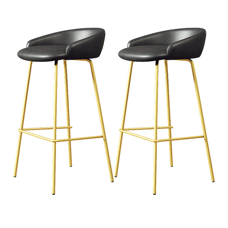 Faux Leather Bucket Seat Barstool Scandinavian Low Back Bar Stools