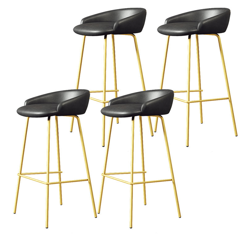Faux Leather Bucket Seat Barstool Scandinavian Low Back Bar Stools