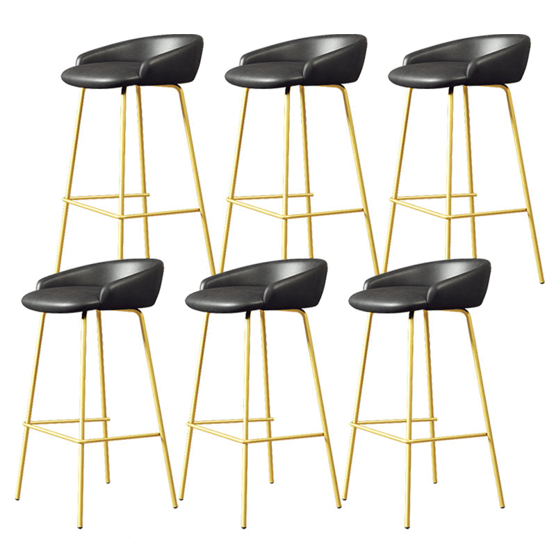 Faux Leather Bucket Seat Barstool Scandinavian Low Back Bar Stools