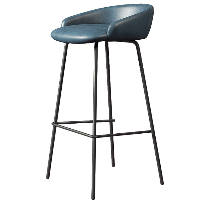 Faux Leather Bucket Seat Barstool Scandinavian Low Back Bar Stools