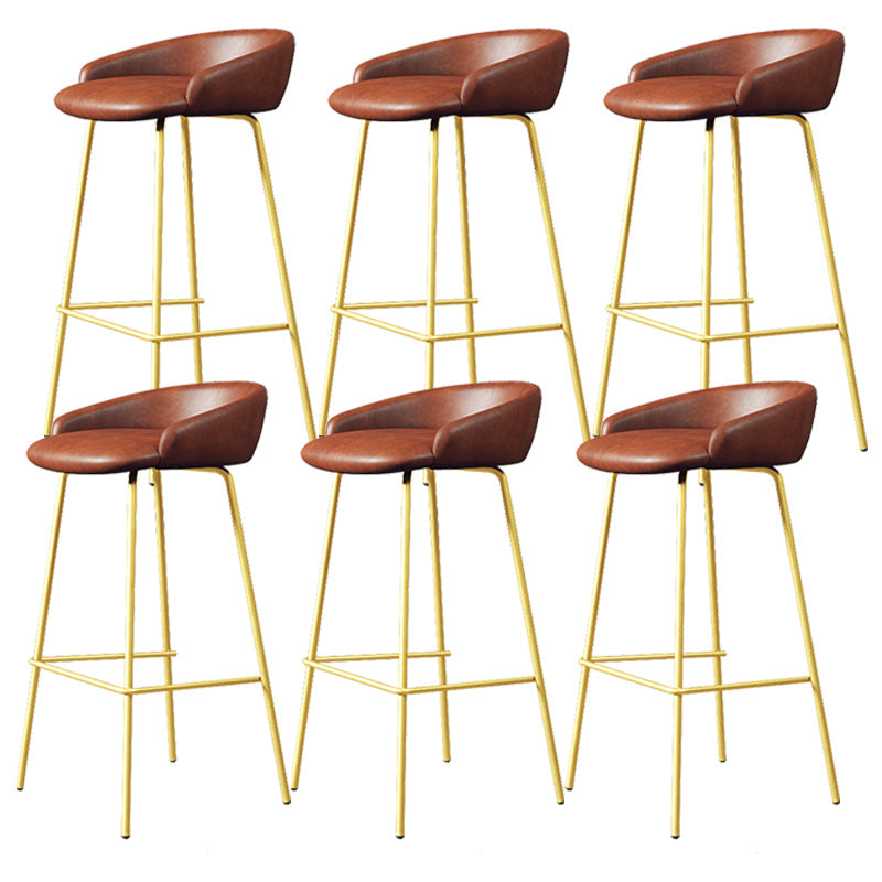 Faux Leather Bucket Seat Barstool Scandinavian Low Back Bar Stools