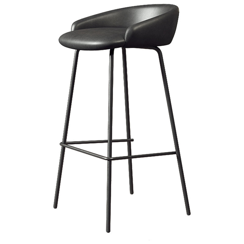 Faux Leather Bucket Seat Barstool Scandinavian Low Back Bar Stools