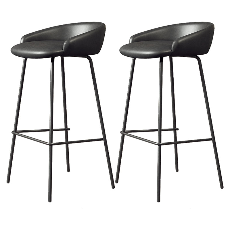Faux Leather Bucket Seat Barstool Scandinavian Low Back Bar Stools