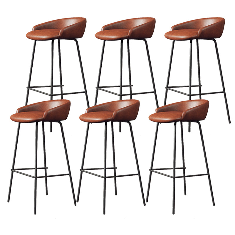 Faux Leather Bucket Seat Barstool Scandinavian Low Back Bar Stools