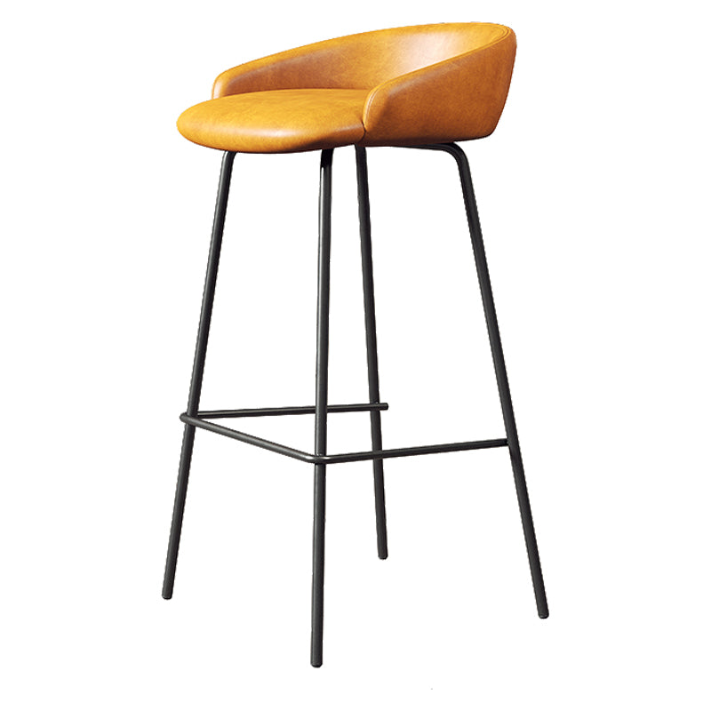 Faux Leather Bucket Seat Barstool Scandinavian Low Back Bar Stools