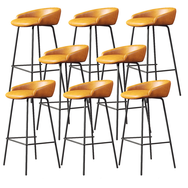 Faux Leather Bucket Seat Barstool Scandinavian Low Back Bar Stools