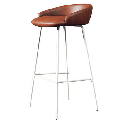 Faux Leather Bucket Seat Barstool Scandinavian Low Back Bar Stools