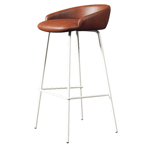Faux Leather Bucket Seat Barstool Scandinavian Low Back Bar Stools Brown White 1 Piece