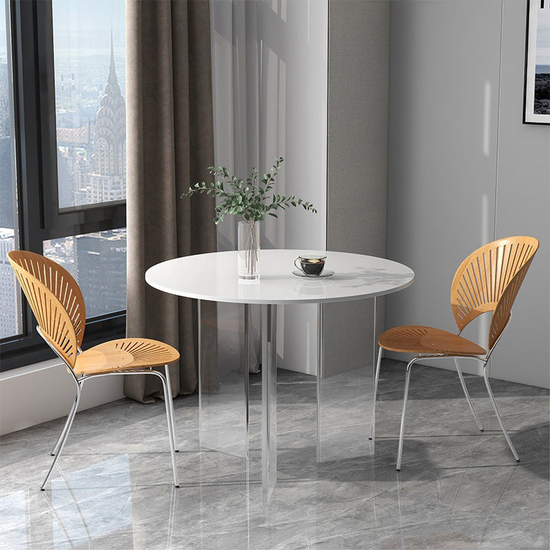 Round Dining Table Set 1/2/5 Pcs Acrylic Base Table with Chairs 3 Pieces: Table, 2 Chairs Clearhalo 'Dining Room Sets' 'Dining Tables & Seating' 'dining_room_set' 'furn' 'furn_dining_room_set' 'Furniture' 'Kitchen & Dining Furniture' 5832752