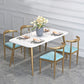 Contemporary Dining Set 1/2/5 Pcs Marble Dining Table with Cow Horn Chairs 5 Pieces: Table, 4 Light Blue Chairs Clearhalo 'Dining Room Sets' 'Dining Tables & Seating' 'dining_room_set' 'furn' 'furn_dining_room_set' 'Furniture' 'Kitchen & Dining Furniture' 5832816