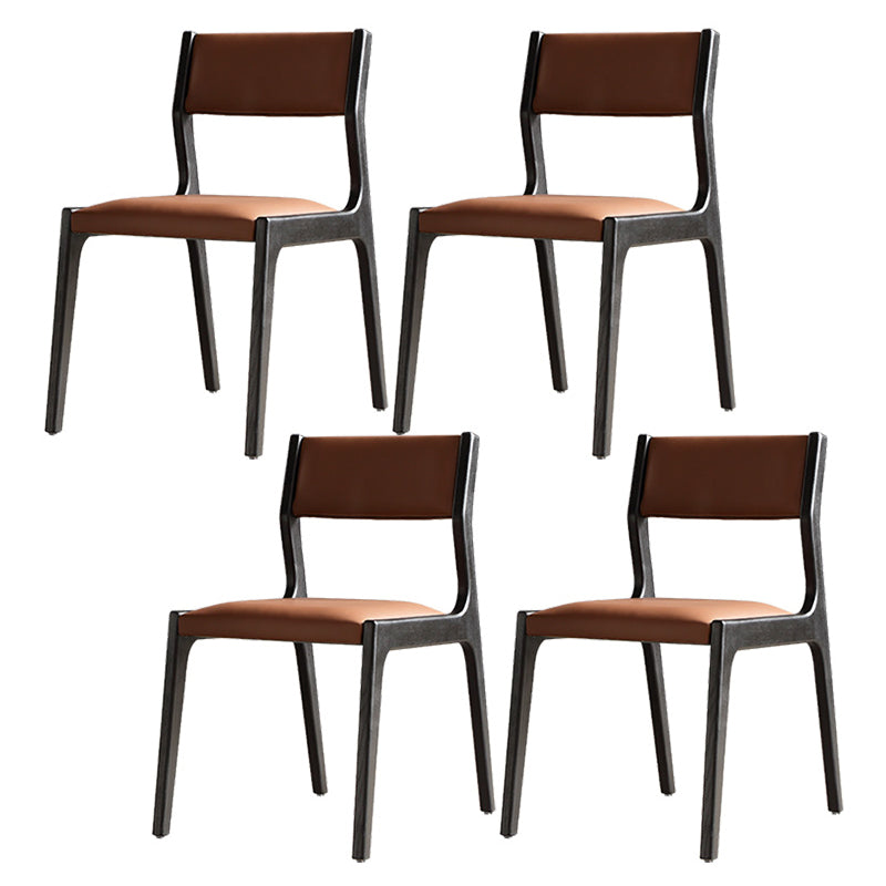 Modern Rectangle Dinette Set 1/4/5/7 Pieces Black Stone Top Indoor Dining Set 4 Brown Chairs Clearhalo 'Dining Room Sets' 'Dining Tables & Seating' 'dining_room_set' 'furn' 'furn_dining_room_set' 'Furniture' 'Kitchen & Dining Furniture' 5832827