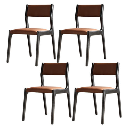 Modern Rectangle Dinette Set 1/4/5/7 Pieces Black Stone Top Indoor Dining Set 4 Brown Chairs Clearhalo 'Dining Room Sets' 'Dining Tables & Seating' 'dining_room_set' 'furn' 'furn_dining_room_set' 'Furniture' 'Kitchen & Dining Furniture' 5832827