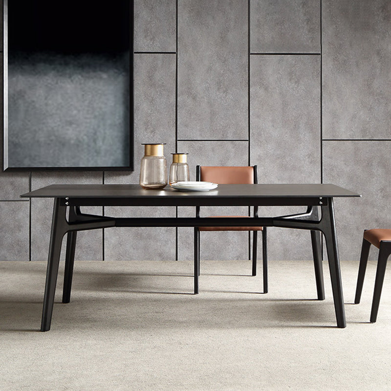 Modern Rectangle Dinette Set 1/4/5/7 Pieces Black Stone Top Indoor Dining Set Clearhalo 'Dining Room Sets' 'Dining Tables & Seating' 'dining_room_set' 'furn' 'furn_dining_room_set' 'Furniture' 'Kitchen & Dining Furniture' 5832830
