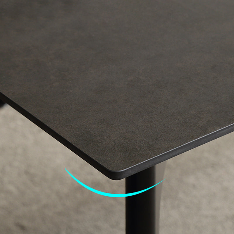 Modern Rectangle Dinette Set 1/4/5/7 Pieces Black Stone Top Indoor Dining Set Clearhalo 'Dining Room Sets' 'Dining Tables & Seating' 'dining_room_set' 'furn' 'furn_dining_room_set' 'Furniture' 'Kitchen & Dining Furniture' 5832833