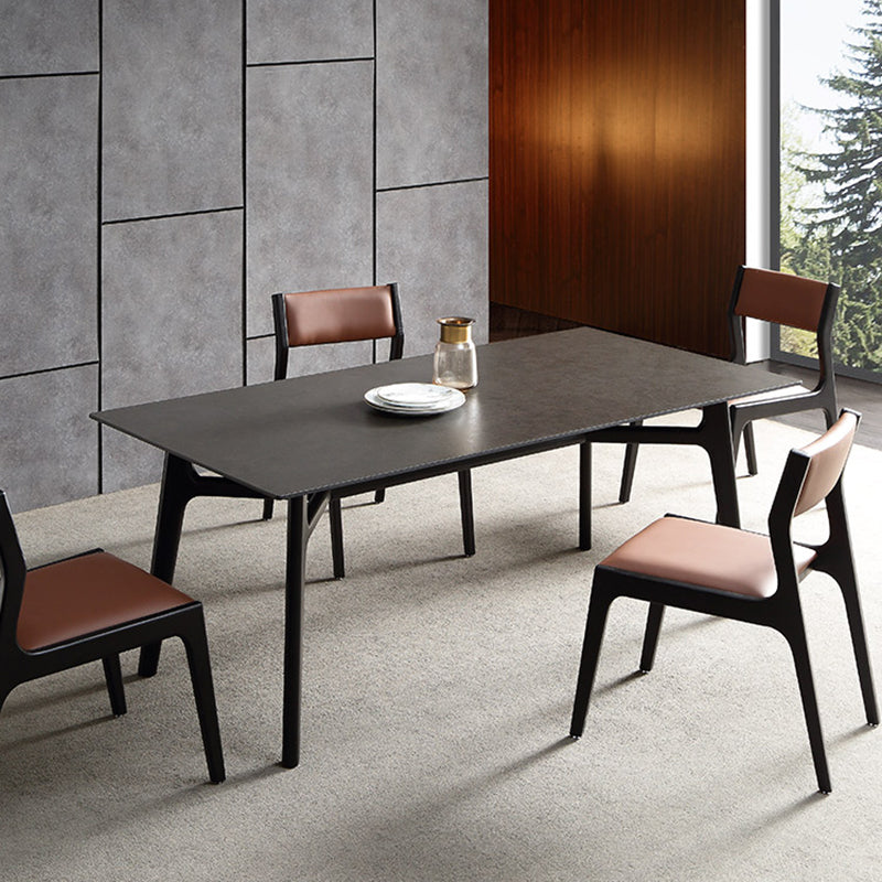 Modern Rectangle Dinette Set 1/4/5/7 Pieces Black Stone Top Indoor Dining Set Clearhalo 'Dining Room Sets' 'Dining Tables & Seating' 'dining_room_set' 'furn' 'furn_dining_room_set' 'Furniture' 'Kitchen & Dining Furniture' 5832838