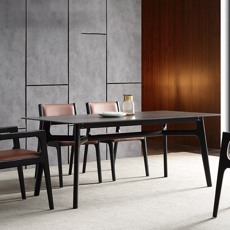 Modern Rectangle Dinette Set 1/4/5/7 Pieces Black Stone Top Indoor Dining Set Clearhalo 'Dining Room Sets' 'Dining Tables & Seating' 'dining_room_set' 'furn' 'furn_dining_room_set' 'Furniture' 'Kitchen & Dining Furniture' 5832839
