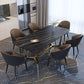 Juego de mesa de comedor interior Glam, juego de comedor con caballete rectangular de 1/4/5/7 piezas en negro