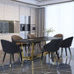Juego de mesa de comedor interior Glam, juego de comedor con caballete rectangular de 1/4/5/7 piezas en negro