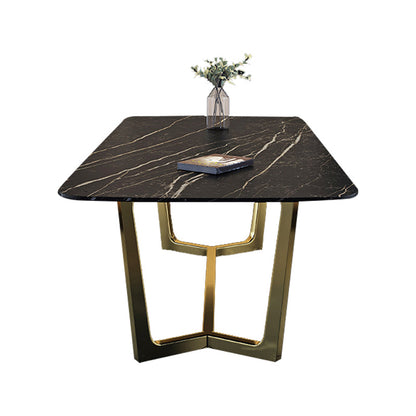 Juego de mesa de comedor interior Glam, juego de comedor con caballete rectangular de 1/4/5/7 piezas en negro