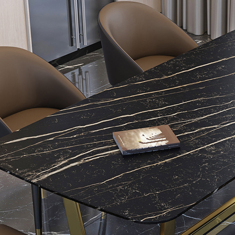 Juego de mesa de comedor interior Glam, juego de comedor con caballete rectangular de 1/4/5/7 piezas en negro