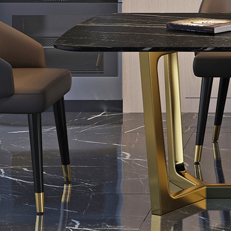 Juego de mesa de comedor interior Glam, juego de comedor con caballete rectangular de 1/4/5/7 piezas en negro