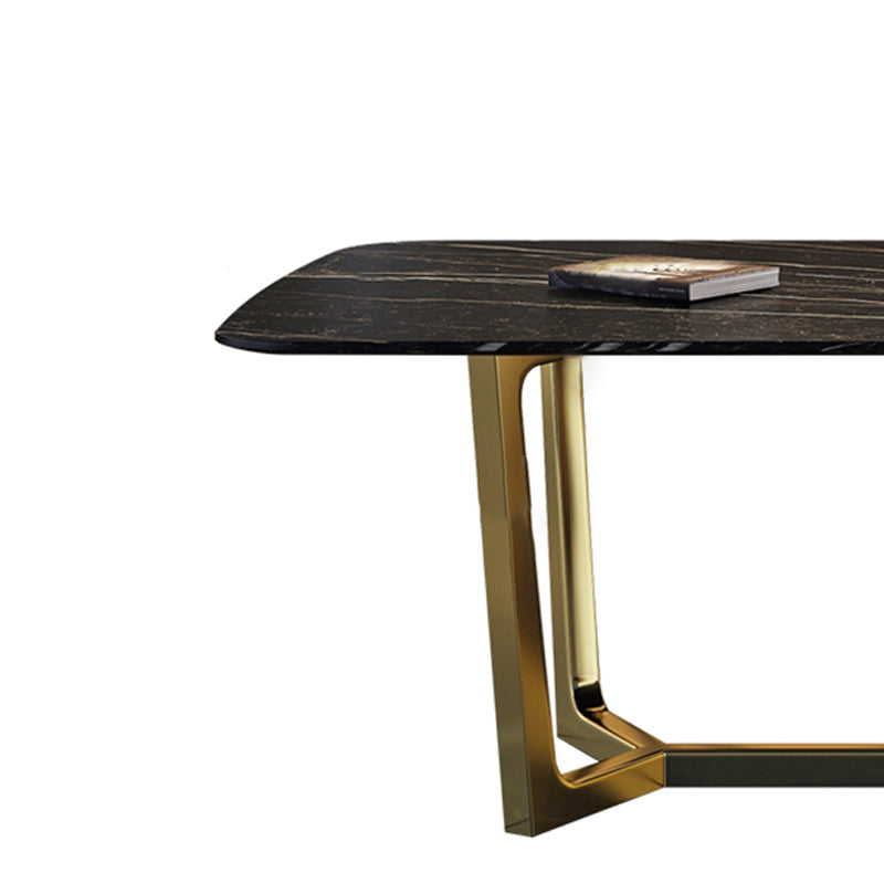 Juego de mesa de comedor interior Glam, juego de comedor con caballete rectangular de 1/4/5/7 piezas en negro