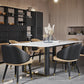 Ensemble de table à manger avec plateau en pierre blanche, ensemble de dinette rectangulaire design 1/4/6/7