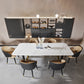 Ensemble de table à manger avec plateau en pierre blanche, ensemble de dinette rectangulaire design 1/4/6/7
