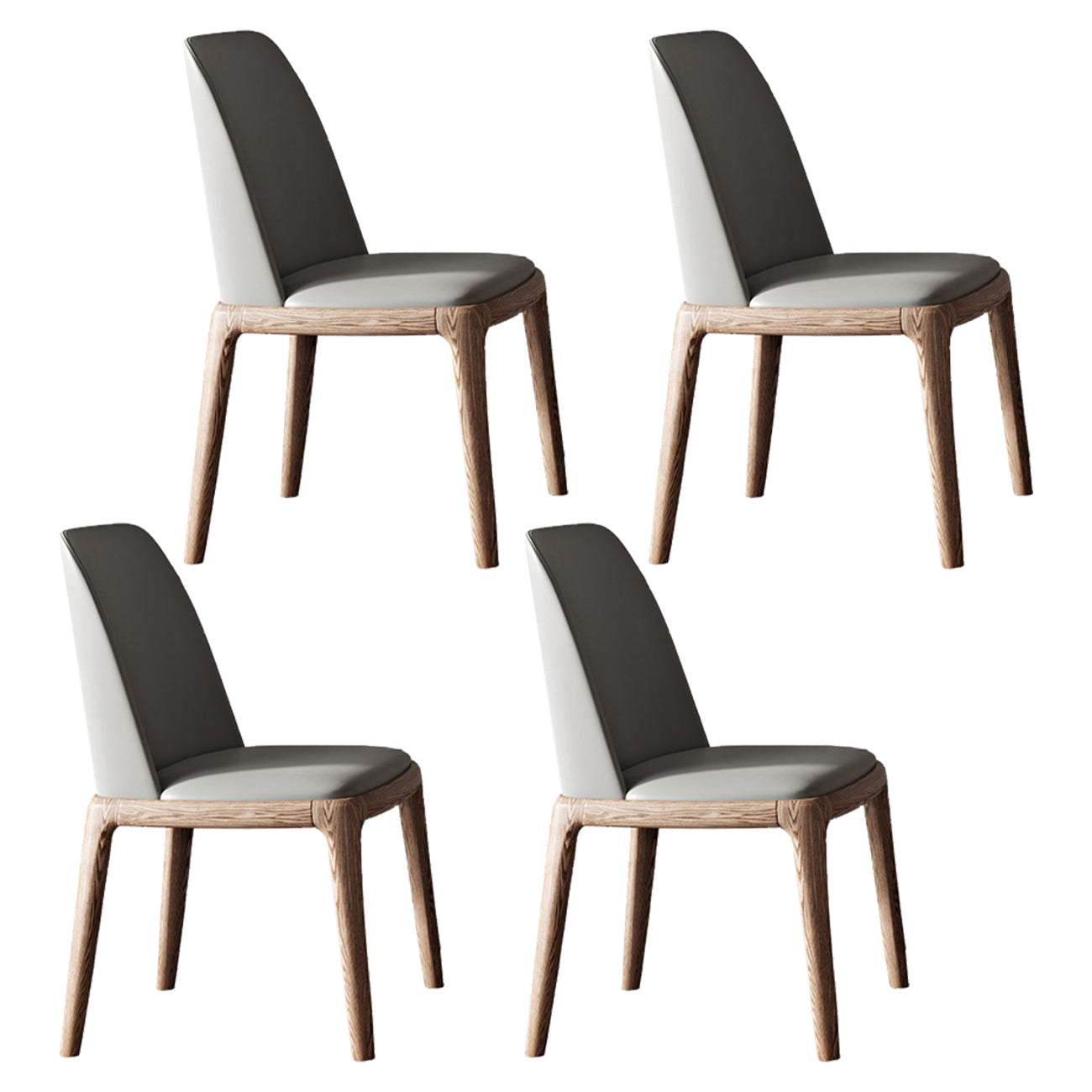 Round Dining Table Set 1/4/5 Pcs Solid Wood Frame Solid Wood Frame 4 Grey Chairs Clearhalo 'Dining Room Sets' 'Dining Tables & Seating' 'dining_room_set' 'furn' 'furn_dining_room_set' 'Furniture' 'Kitchen & Dining Furniture' 5832933
