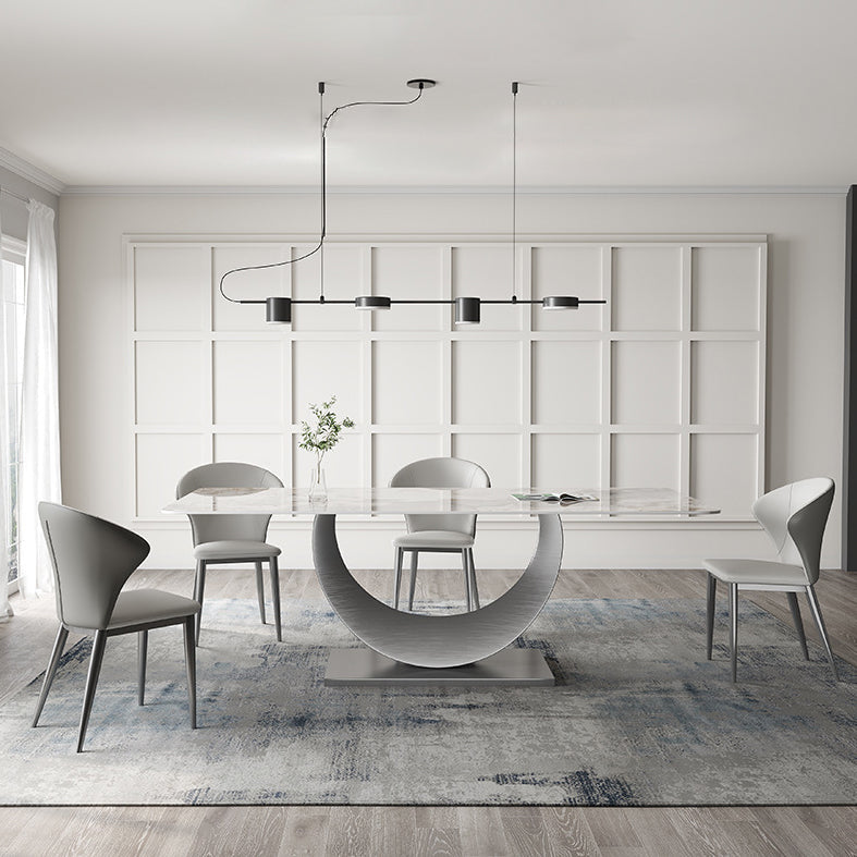 Modern Dining Room Set 1/3/4/5/8 Pcs Sintered Stone Top Table with Wingback Chairs Clearhalo 'Dining Room Sets' 'Dining Tables & Seating' 'dining_room_set' 'furn' 'furn_dining_room_set' 'Furniture' 'Kitchen & Dining Furniture' 5832981