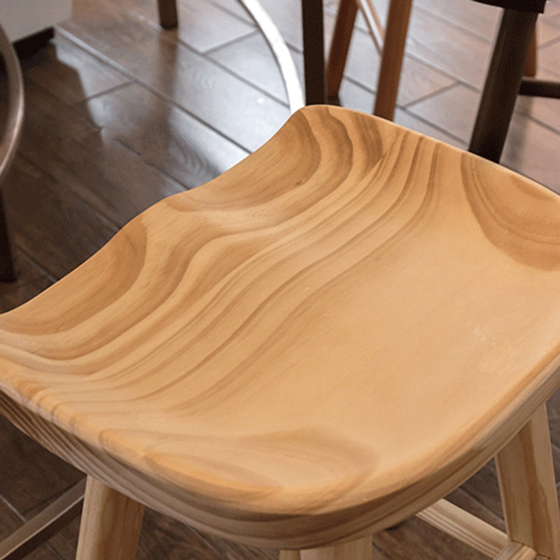 Sgabello da bancone senza schienale naturale Sgabello da bancone moderno in legno di pino