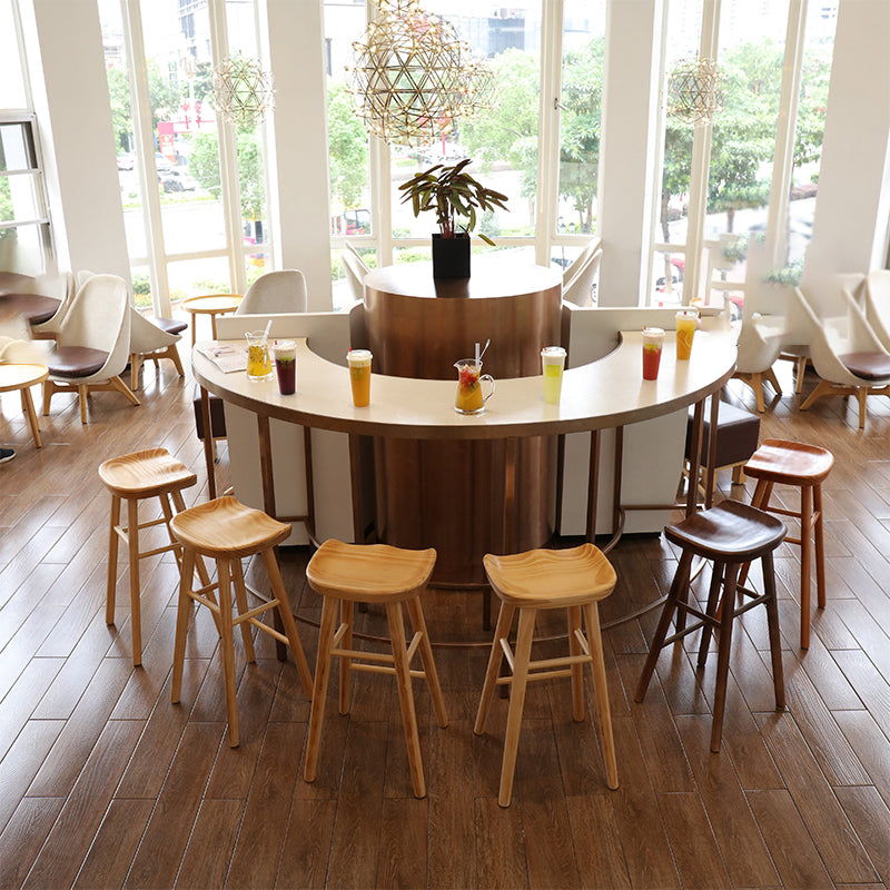 Sgabello da bancone senza schienale naturale Sgabello da bancone moderno in legno di pino