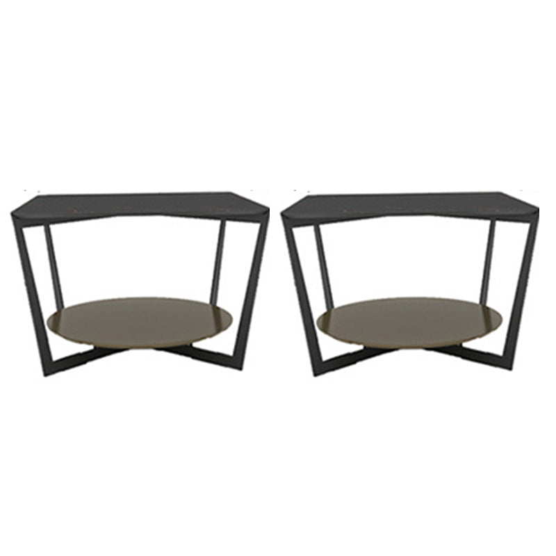 Industrial Accent Table Nightstand Lower Shelf Night Table for Bedroom Black Square 2 Piece Set Clearhalo 'Bedroom Furniture' 'furn' 'furn_night_stand' 'Furniture' 'night_stand' 'Nightstands' 5833099