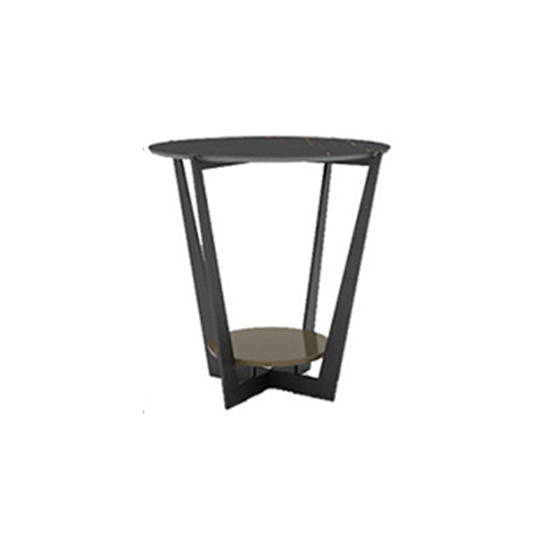 Industrial Accent Table Nightstand Lower Shelf Night Table for Bedroom Black Round 1 Piece Clearhalo 'Bedroom Furniture' 'furn' 'furn_night_stand' 'Furniture' 'night_stand' 'Nightstands' 5833101