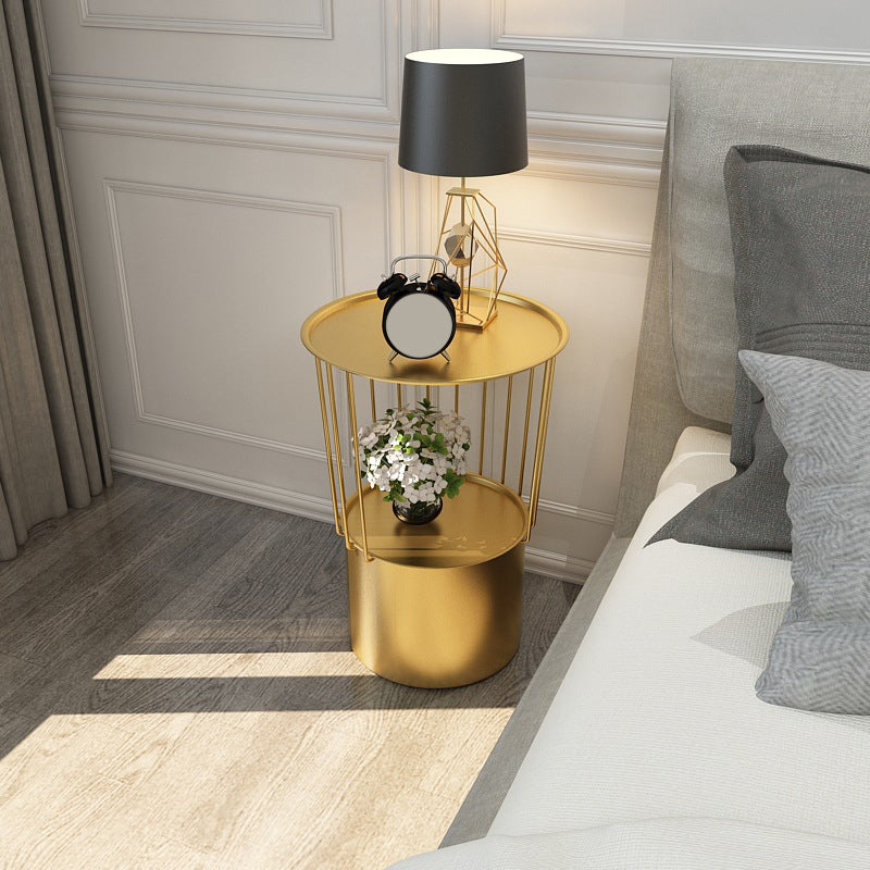 Mesa nocturna de hierro de 19.69 "Alto Gabinete de almacenamiento de almacenamiento con 2 estantes