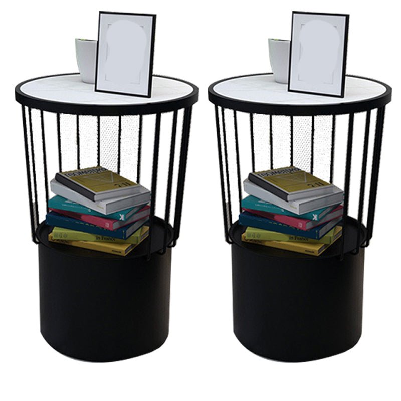 Mesa nocturna de hierro de 19.69 "Alto Gabinete de almacenamiento de almacenamiento con 2 estantes