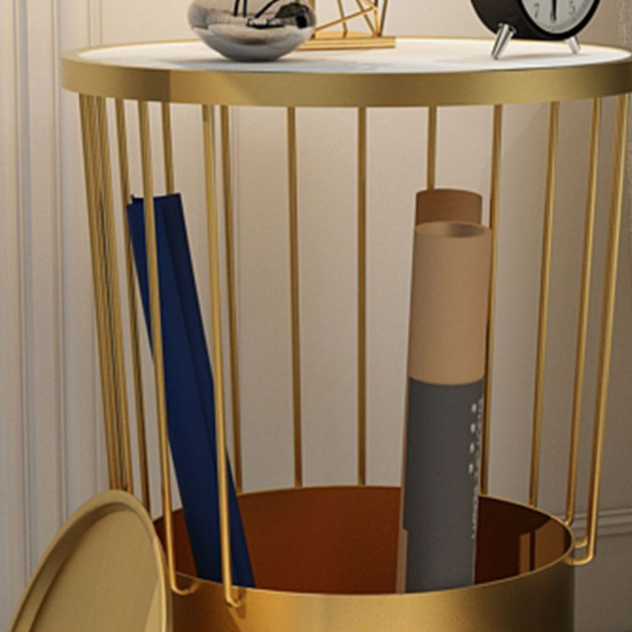 Mesa nocturna de hierro de 19.69 "Alto Gabinete de almacenamiento de almacenamiento con 2 estantes