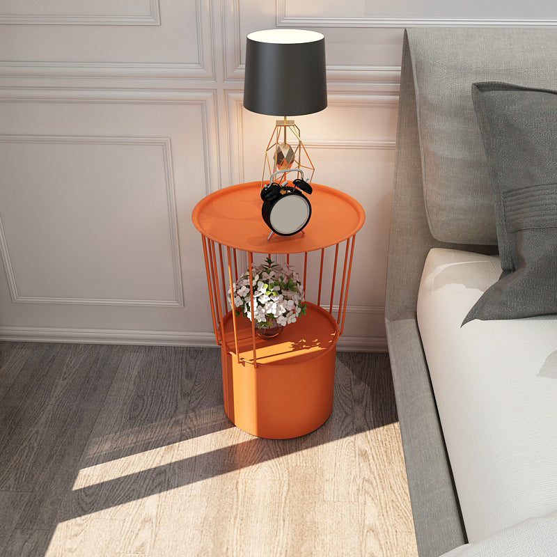 Mesa nocturna de hierro de 19.69 "Alto Gabinete de almacenamiento de almacenamiento con 2 estantes