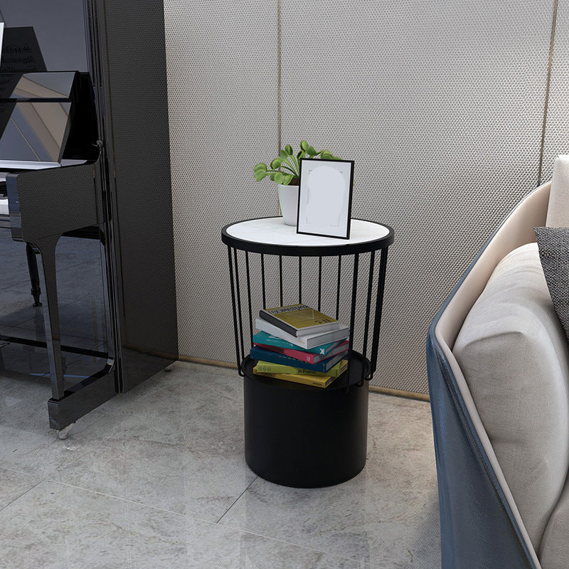 Mesa nocturna de hierro de 19.69 "Alto Gabinete de almacenamiento de almacenamiento con 2 estantes