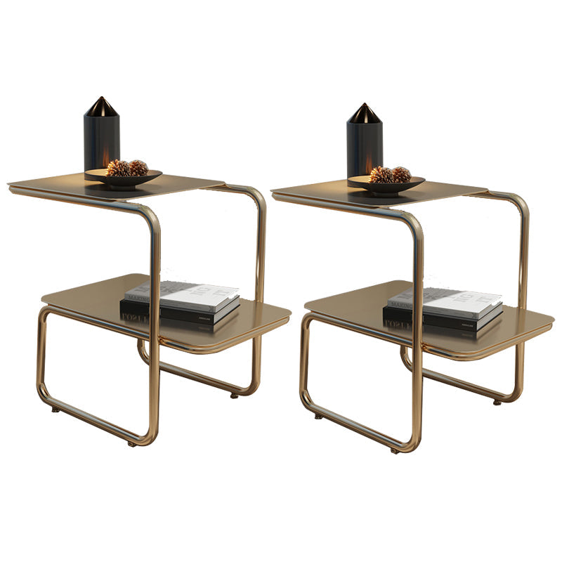 Metallbett Nachttisch 18,5 "hoher Industrial Night Tisch mit 2 Regalen