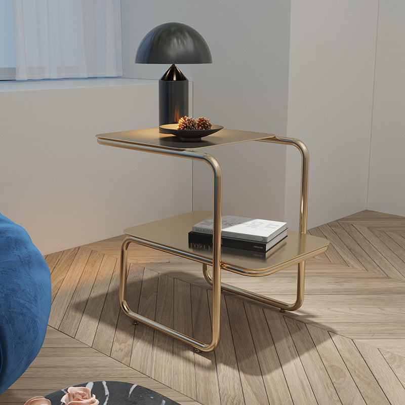 Metallbett Nachttisch 18,5 "hoher Industrial Night Tisch mit 2 Regalen