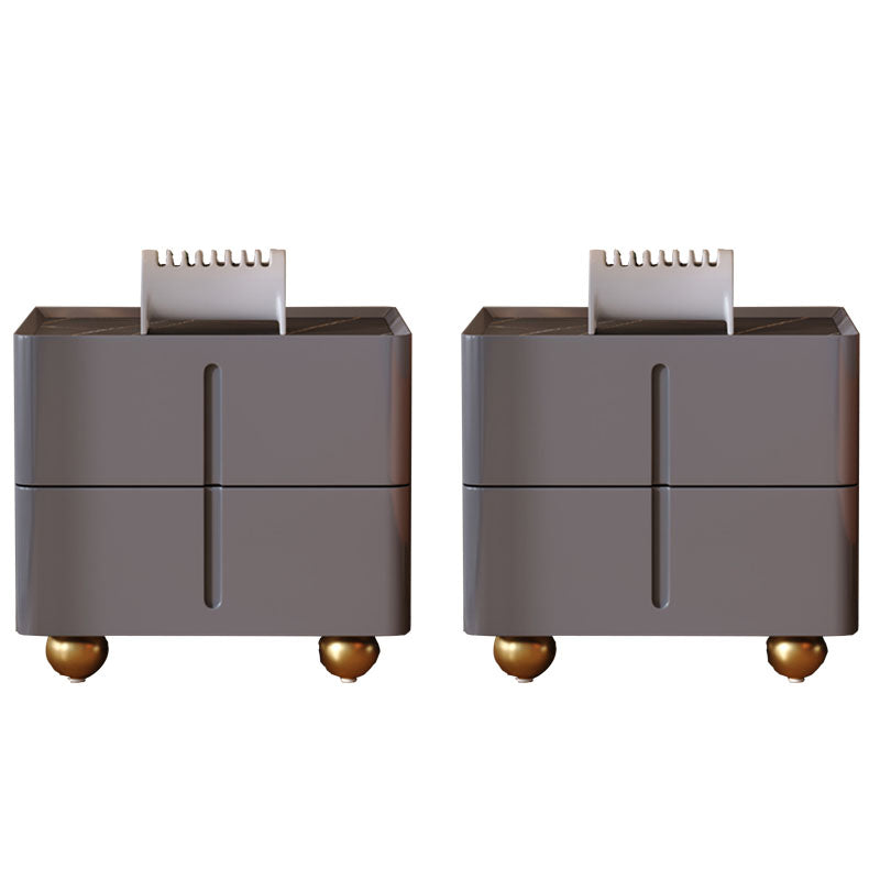 Faux Marble Bedside Gabinet 2 Cajones Cama de almacenamiento Noche