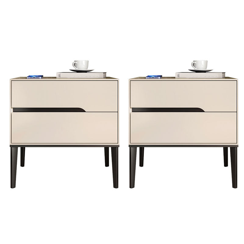 Comodino in legno massiccio mobile contemporaneo con 2 cassetti