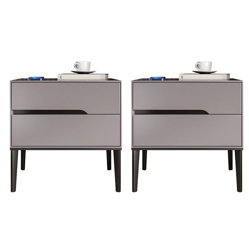 Comodino in legno massiccio mobile contemporaneo con 2 cassetti