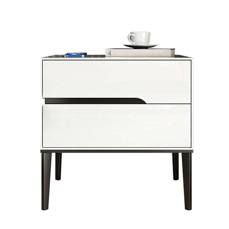 Comodino in legno massiccio mobile contemporaneo con 2 cassetti