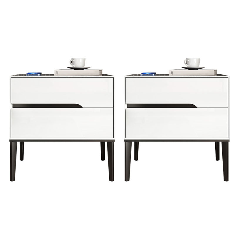 Comodino in legno massiccio mobile contemporaneo con 2 cassetti